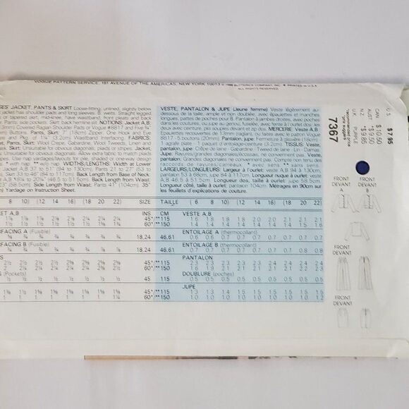 Vintage 80s Easy Very Vogue 3pc Career Outfit Pattern 7297 Sz 12 14 16 Uncut - Picture 2 of 2